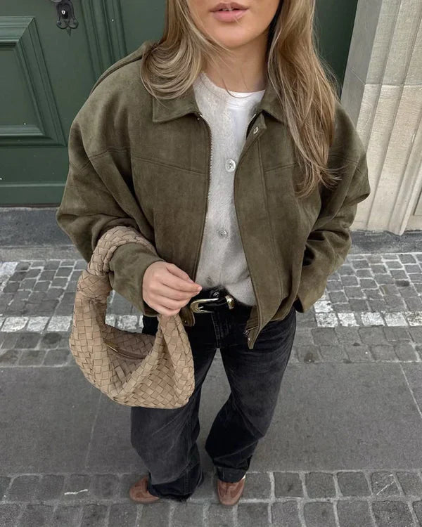 Suede bomber jacket