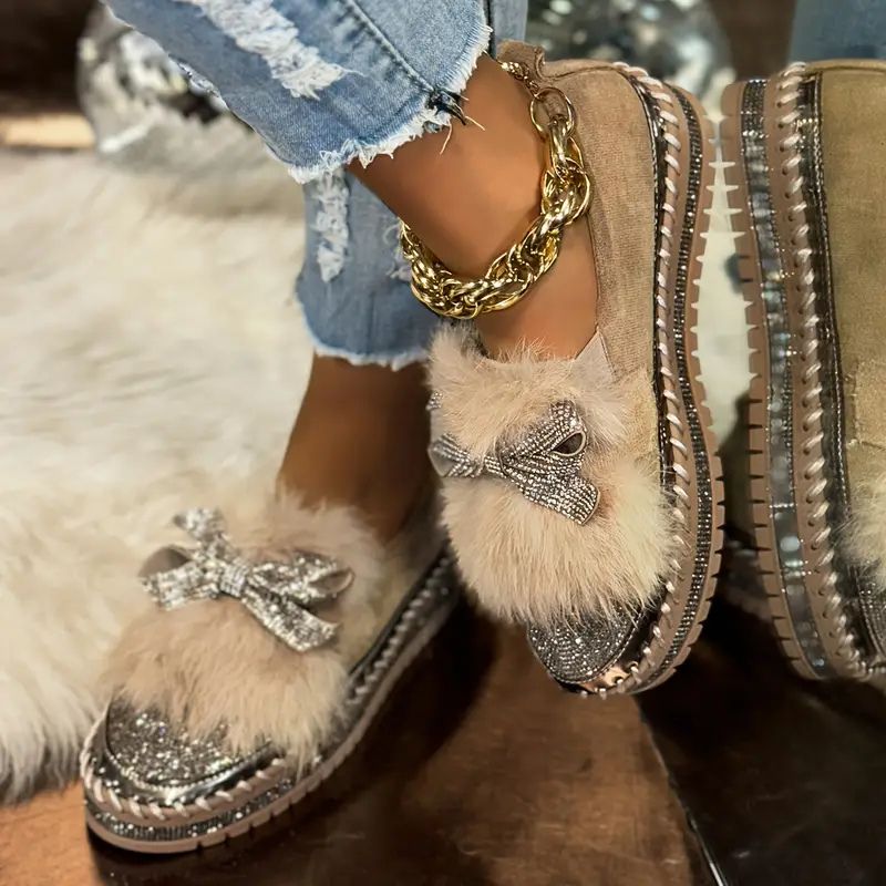 Crystal Bow Comfy Loafers – Sparkle & Support